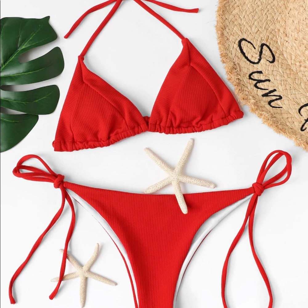 Red Two Piece Bikini.